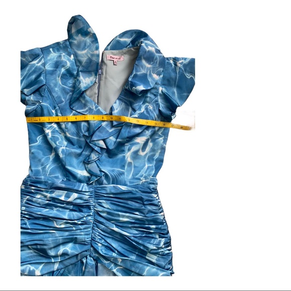 Women blue Flor et.al Dante Ruffle Ruched cocktail size 6 dress NWT - Picture 15 of 15